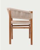 Sedia Kanoa in teak massiccio e corda beige - 54 x 41 x 74 cm