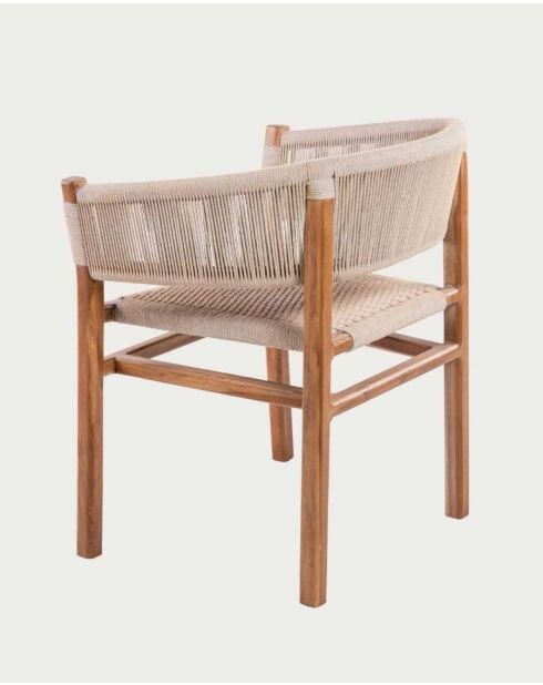 Sedia Kanoa in teak massiccio e corda beige - 54 x 41 x 74 cm
