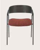 Set de 2 sillas Wisla de tela con respaldo de madera y patas de metal rojo, 53 x 53 x 72,5 cm