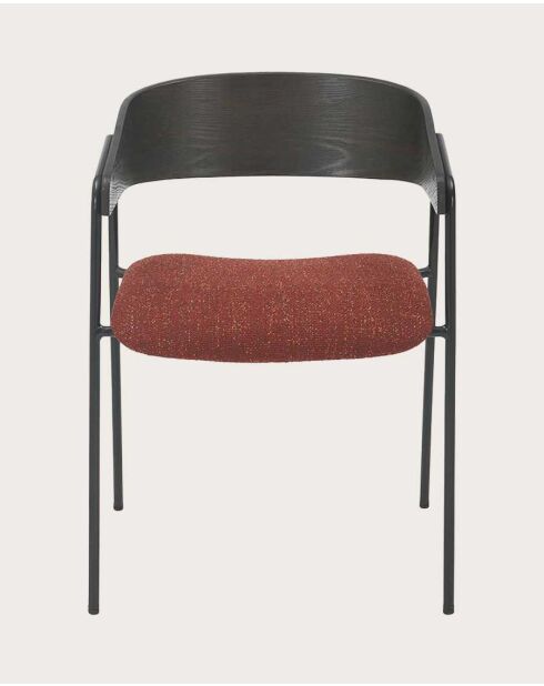 Lot de 2 chaise wisla en tissu avec dossier en bois et pieds en métal rouge - 53 x 53 x 72.5 cm