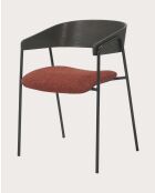 Set de 2 sillas Wisla de tela con respaldo de madera y patas de metal rojo, 53 x 53 x 72,5 cm