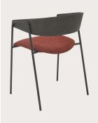 Set de 2 sillas Wisla de tela con respaldo de madera y patas de metal rojo, 53 x 53 x 72,5 cm