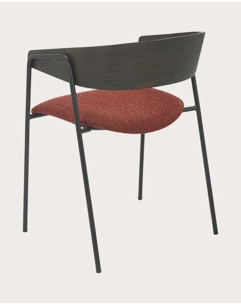 Set de 2 sillas Wisla de tela con respaldo de madera y patas de metal rojo, 53 x 53 x 72,5 cm
