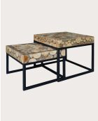 Quadratischer Beistelltisch Aïda aus braunem Teakholz — Großer Tisch: 50 x 50 x 45 cm/Kleiner Tisch: 44 x 44 x 34 cm