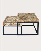Quadratischer Beistelltisch Aïda aus braunem Teakholz — Großer Tisch: 50 x 50 x 45 cm/Kleiner Tisch: 44 x 44 x 34 cm