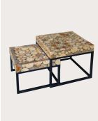 Quadratischer Beistelltisch Aïda aus braunem Teakholz — Großer Tisch: 50 x 50 x 45 cm/Kleiner Tisch: 44 x 44 x 34 cm