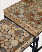 Quadratischer Beistelltisch Aïda aus braunem Teakholz — Großer Tisch: 50 x 50 x 45 cm/Kleiner Tisch: 44 x 44 x 34 cm