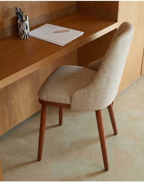 Set di 2 sedie da pranzo in tessuto beige con gambe in legno Liro - 48 x 53 x 81 cm