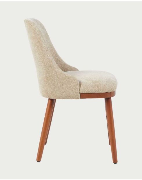 Set di 2 sedie da pranzo in tessuto beige con gambe in legno Liro - 48 x 53 x 81 cm
