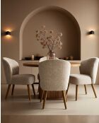 Set van 2 beige stoffen eetkamerstoelen met gebogen Perla-design - 55 x 65 x 81 cm