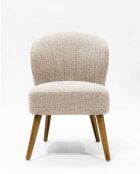 Set van 2 beige stoffen eetkamerstoelen met gebogen Perla-design - 55 x 65 x 81 cm