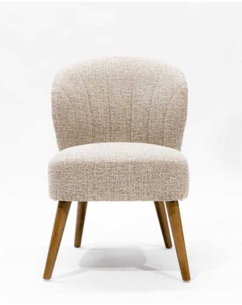 Set van 2 beige stoffen eetkamerstoelen met gebogen Perla-design - 55 x 65 x 81 cm