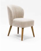 Set van 2 beige stoffen eetkamerstoelen met gebogen Perla-design - 55 x 65 x 81 cm
