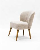 Set van 2 beige stoffen eetkamerstoelen met gebogen Perla-design - 55 x 65 x 81 cm