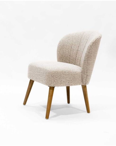 Set van 2 beige stoffen eetkamerstoelen met gebogen Perla-design - 55 x 65 x 81 cm