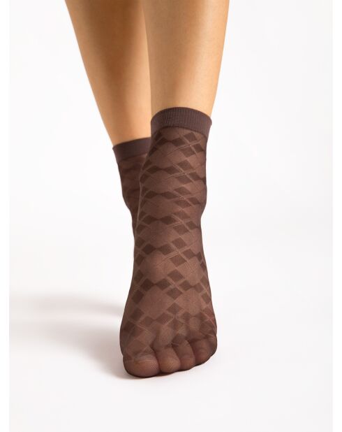 Chaussettes à motifs Una 20 deniers chocolat