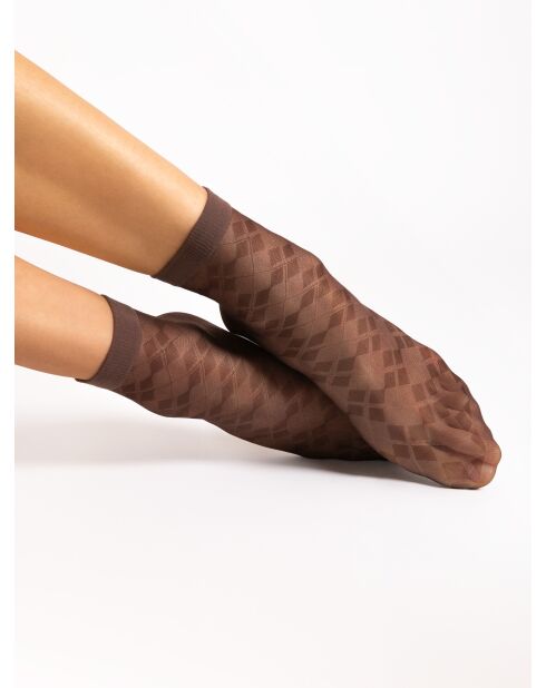 Chaussettes à motifs Una 20 deniers chocolat