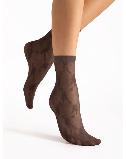 Chaussettes à motifs Rosa 20 deniers moka