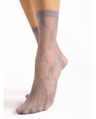 Chaussettes à motifs Rosa 20 deniers gris clair