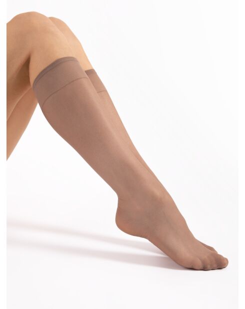2 paires de mi-bas Pola transparents 15 deniers naturel