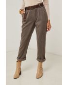 Pantalones Elena con cinturón taupe