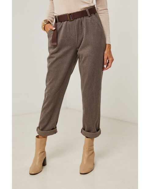 Pantalon ceinture Elena taupe