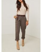 Pantalones Elena con cinturón taupe