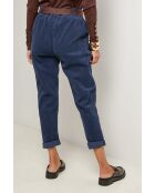 Marineblauwe fluwelen broek met katoenen riem Émeline