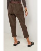 Pantalones Eloïse de terciopelo chocolate con cinturón de algodón