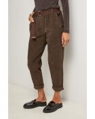 Pantalones Eloïse de terciopelo chocolate con cinturón de algodón