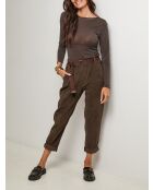 Pantalones Eloïse de terciopelo chocolate con cinturón de algodón