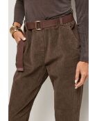 Pantalones Eloïse de terciopelo chocolate con cinturón de algodón
