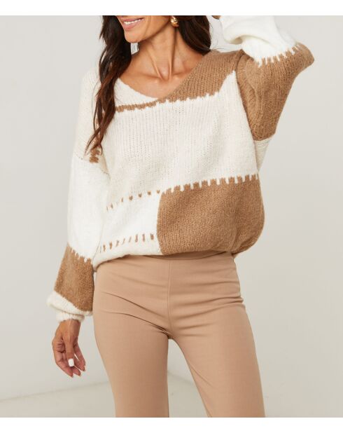 Pull col V Capucine camel