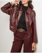 Blouson faux cuir avec poche Garance bordeaux