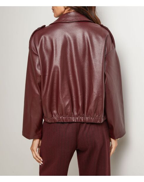 Blouson faux cuir avec poche Garance bordeaux