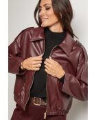 Blouson faux cuir avec poche Garance bordeaux