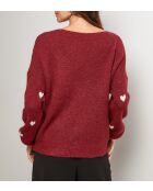 Pull col rond cœur Clara bordeaux