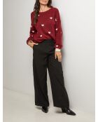Pull col rond cœur Clara bordeaux
