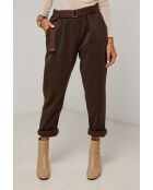 Diana broek met riem in chocolade