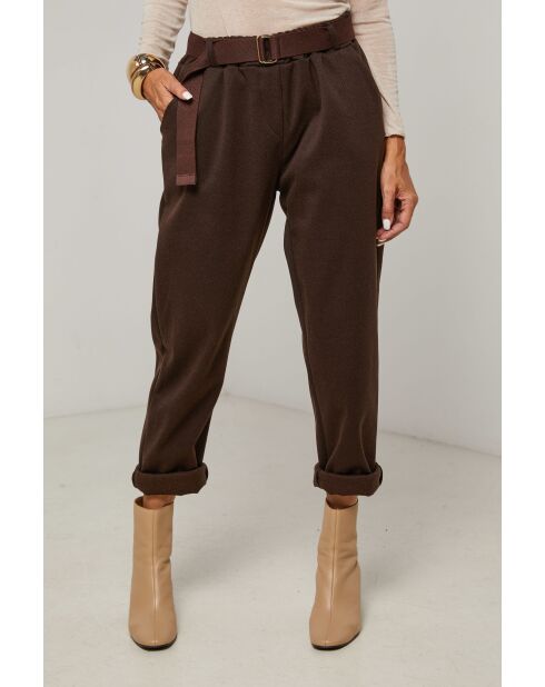 Pantalon ceinture Diana chocolat