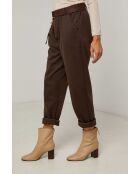 Diana broek met riem in chocolade