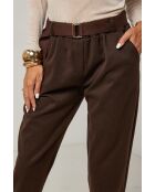 Diana broek met riem in chocolade