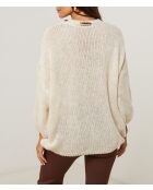 Pull col rond avec foulard Lisa beige