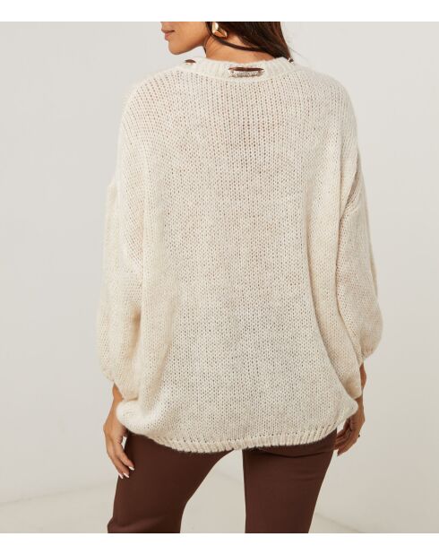 Pull col rond avec foulard Lisa beige
