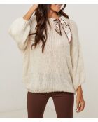 Pull col rond avec foulard Lisa beige