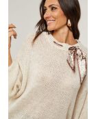 Pull col rond avec foulard Lisa beige