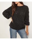 Pull col rond à motif écaille Jasmine noir