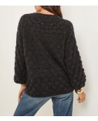 Pull col rond à motif écaille Jasmine noir