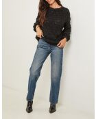 Pull col rond à motif écaille Jasmine noir