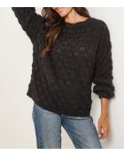 Pull col rond à motif écaille Jasmine noir